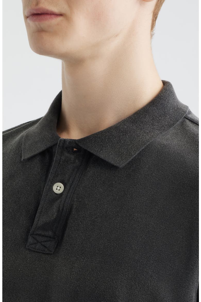 Brushed Cotton Piqué Polo, Alternate, color, WASHED BLACK