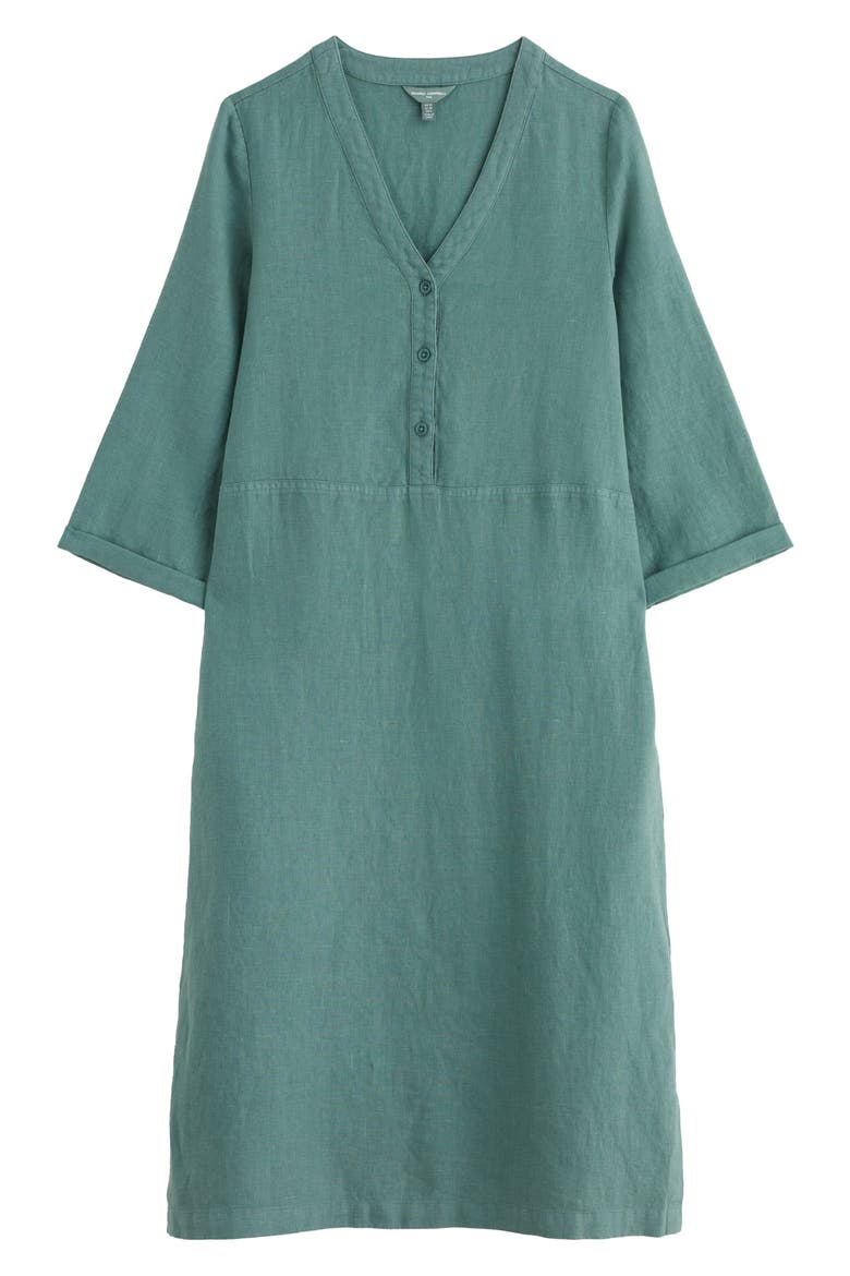 Dew Drop Long Sleeve Linen Midi Dress, Alternate, color, SARDINE
