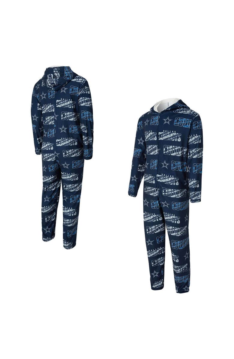 CONCEPTS SPORT Men's Concepts Sport Navy Dallas Cowboys Shuffle All-Over-Print Microfleece Full-Zip Union Suit, Main, color, Navy