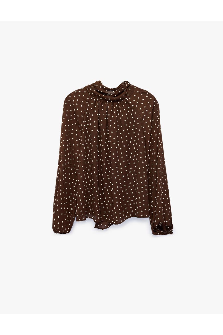 Polka Dot Chiffon Blouse, Alternate, color, BROWN DESIGN
