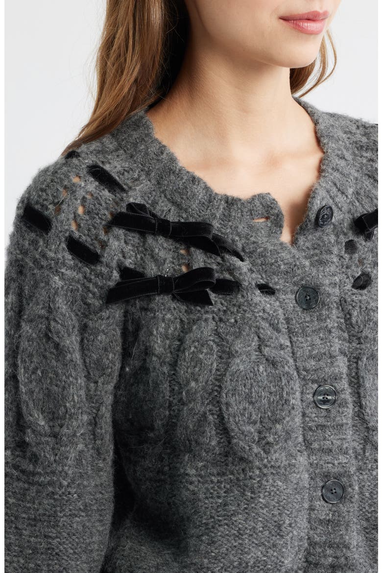 Clementian Alpaca & Wool Blend Cardigan, Alternate, color, DARK GREY MELANGE