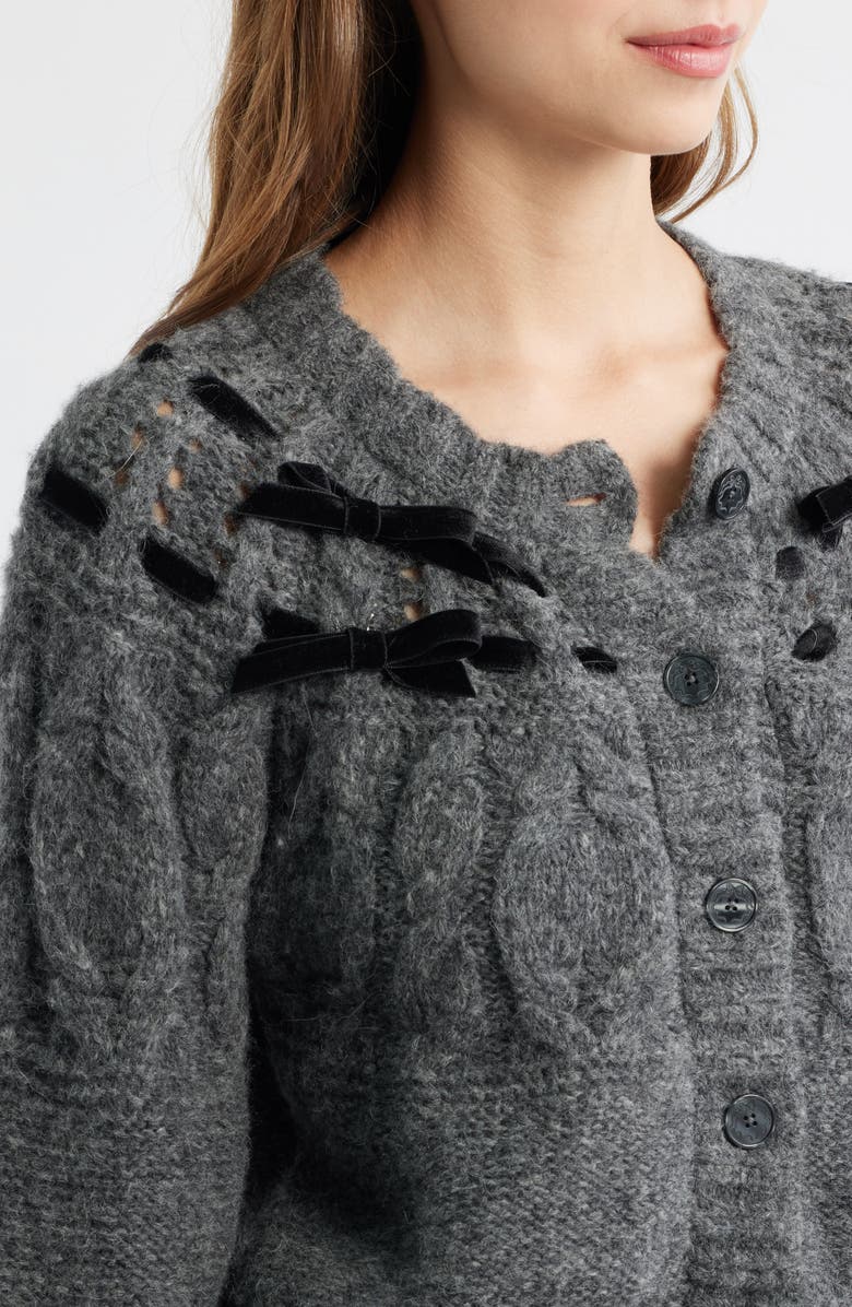 LoveShackFancy Clementian Alpaca & Wool Blend Cardigan, Alternate, color, Dark Grey Melange