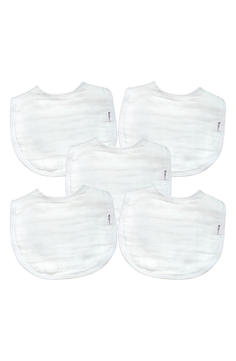 Green Sprouts 5-Pack Organic Cotton Muslin Baby Bibs, Main, color, White