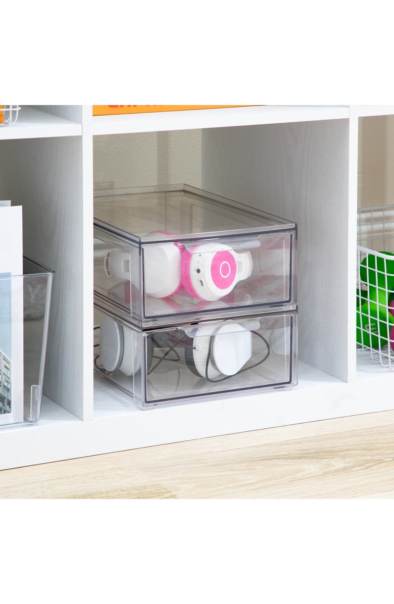 iDesign Stackable Storage Drawer - Pull-Out Sliding Storage Drawer for Kitchen or Pantry - Set of 2 - Clear, Alternate, color, Clear