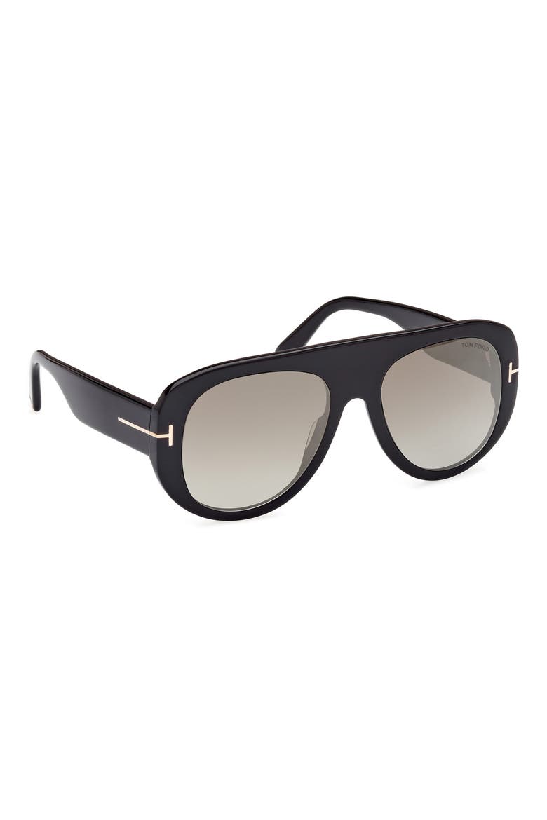 Cecil 55mm Pilot Sunglasses, Alternate, color, SHINY BLACK / BROWN MIRROR