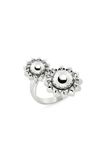 Allsaints Floral Bypass Ring In Rhodium