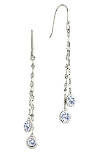 Sterling Forever Idaline Cubic Zirconia Drop Earrings In Silver