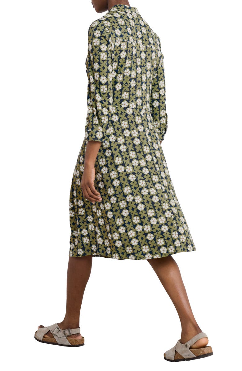 Seasalt Cornwall Cudden Print Organic Cotton Blend Midi Dress, Alternate, color, Clay Stamp Moss