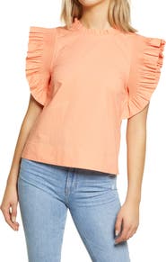 English Factory Ruffle Sleeve Top