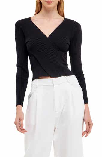 Endless Rose Wrap Front Rib Sweater