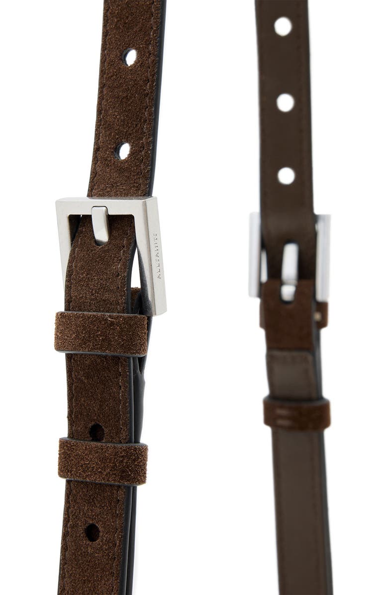 AllSaints Jupiter Suede Crossbody Bag, Alternate, color, Fango Brown