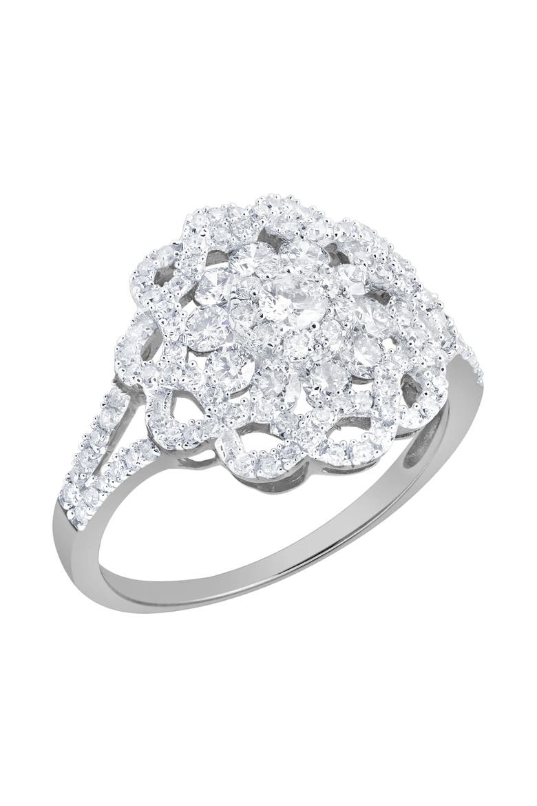 Caeloria 14K Gold Diamond Cluster Ring 0.95 Ct, Alternate, color, 14K White Gold