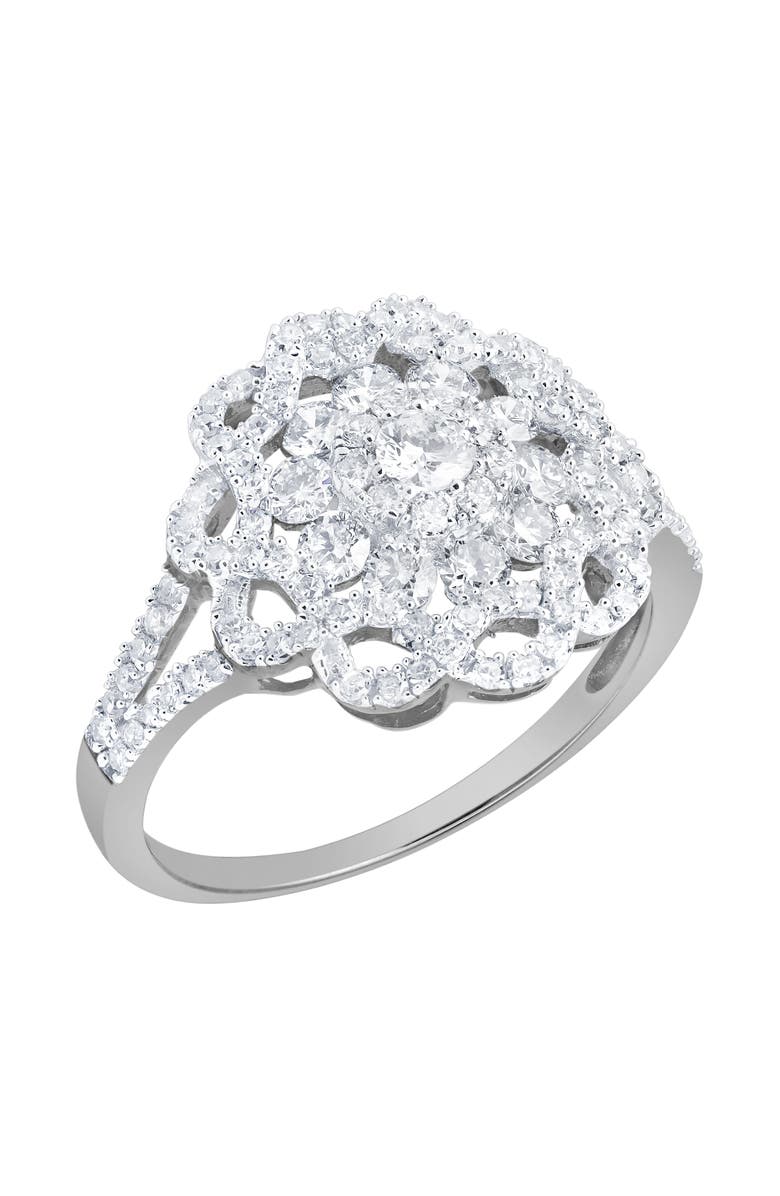 LuvMyJewelry Caeloria 14K Gold Diamond Cluster Ring 0.95 Ct, Alternate, color, 14K White Gold