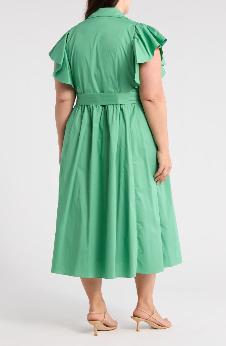 JASON WU Flutter Sleeve Midi Shirtdress, Alternate, color, Green