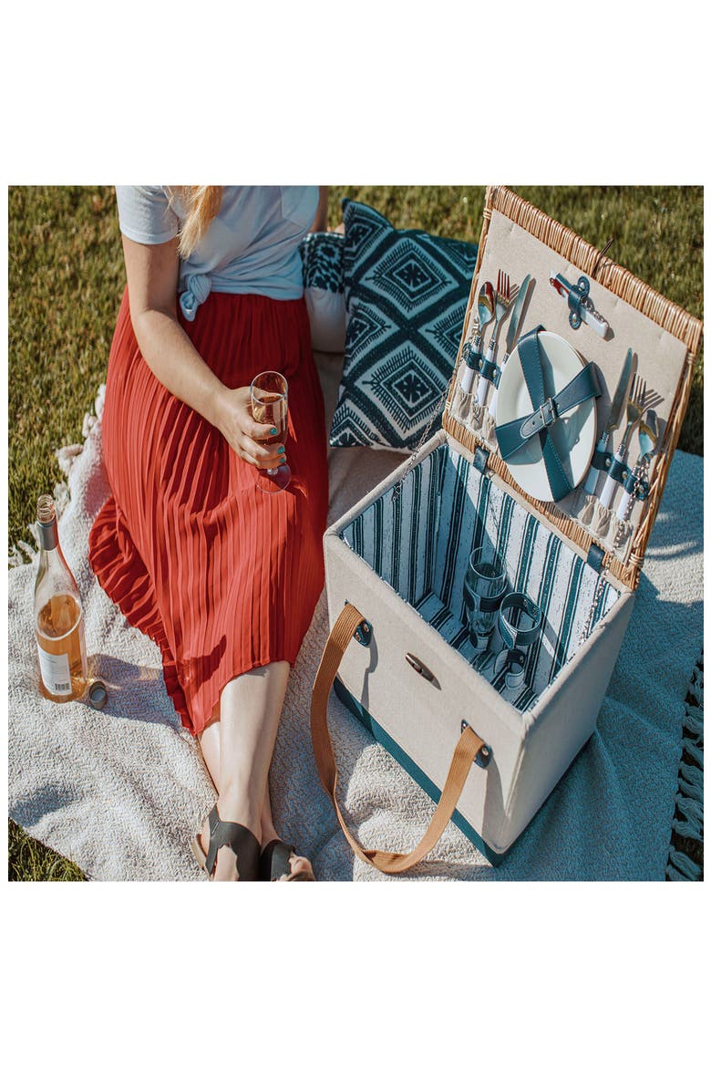 Boardwalk Picnic Basket, Alternate, color, NAVY/WHITE STRIPES