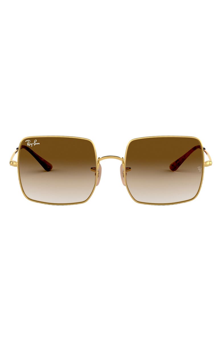 Ray-Ban 54mm Gradient Square Sunglasses, Main, color, Gold / Brown Gradient