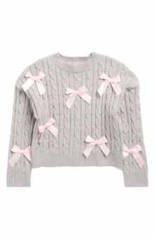 Vigoss Kids' Satin Bow Cable Stitch Sweater