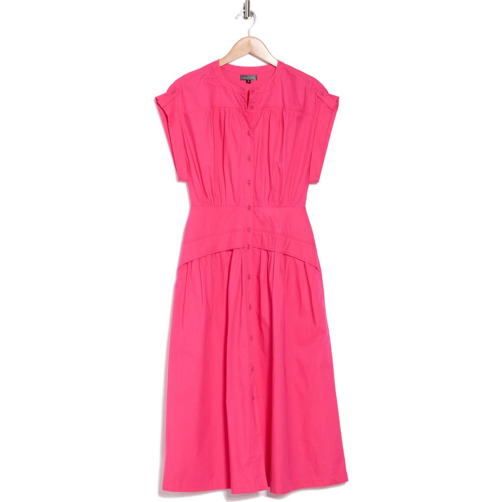 Area Stars Cuff Button Front Dress In Pink