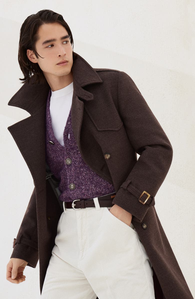 Brunello Cucinelli Hand-crafted trenchcoat, Alternate, color, Brown