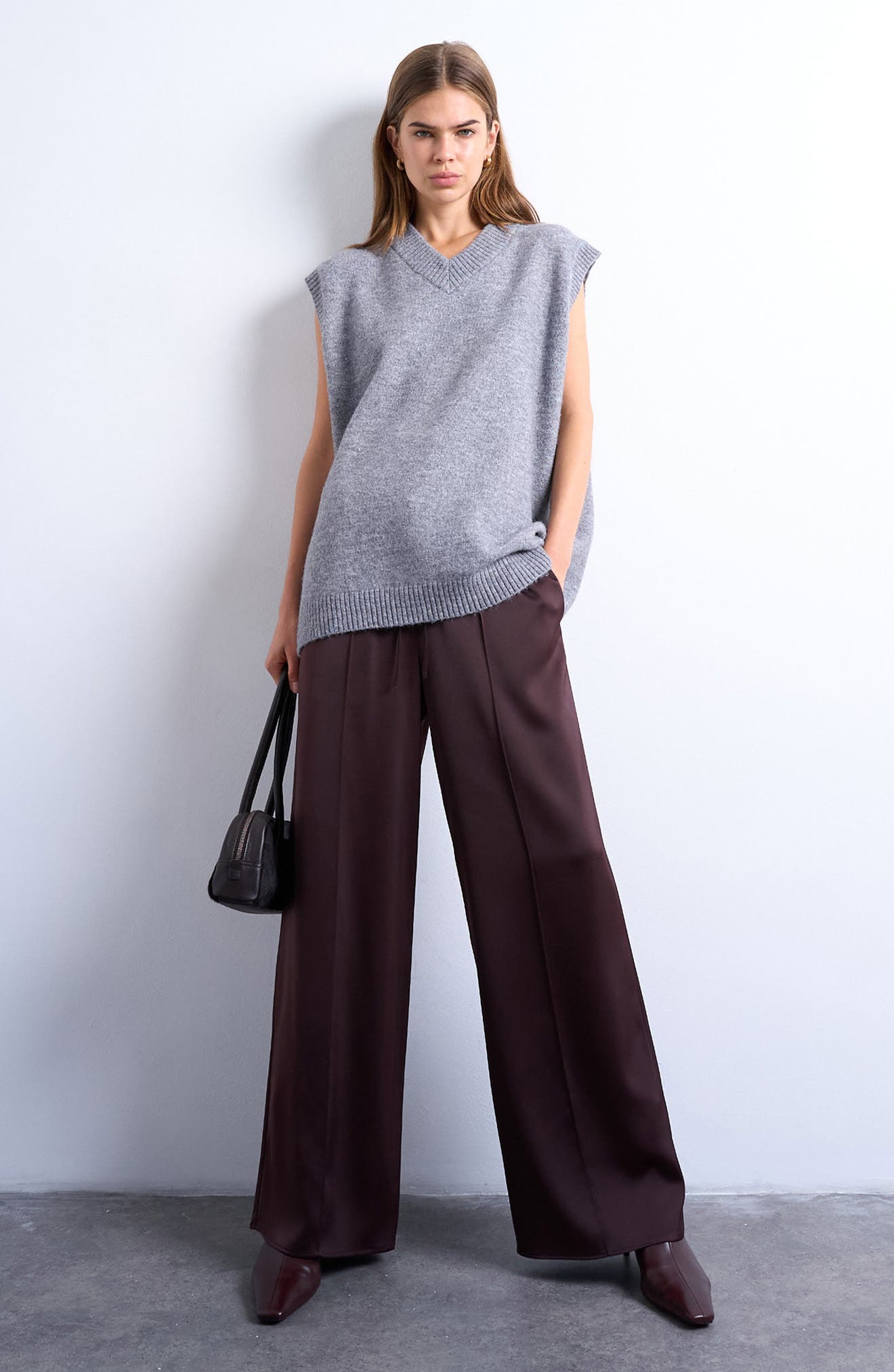 Topshop Drawstring Waist Wide Leg Pants