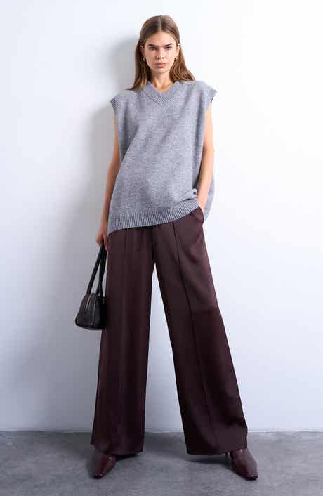 Topshop Drawstring Waist Wide Leg Pants