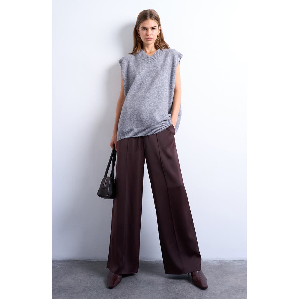 Topshop Drawstring Waist Wide Leg Pants In Multi