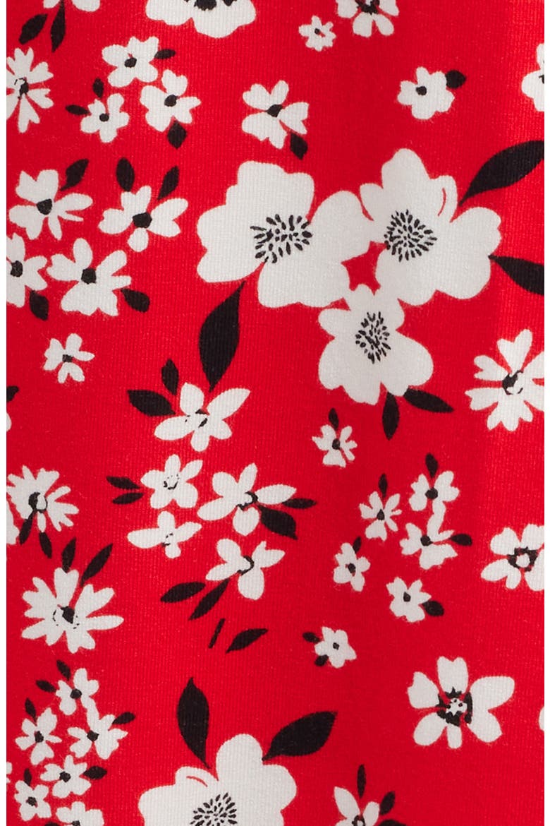 Floral Faux Wrap Knit Midi Skirt, Alternate, color, RED