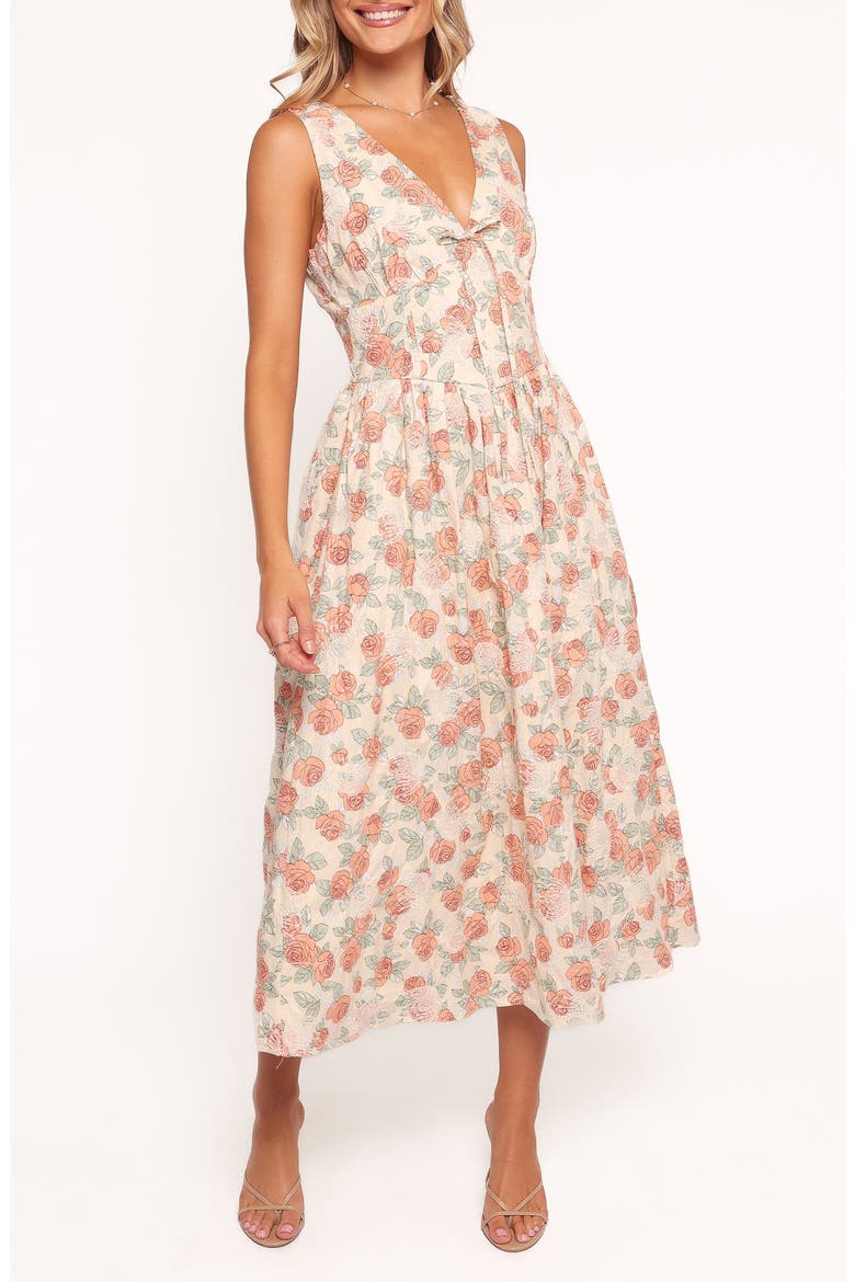 Velda Floral Cotton Midi Dress, Main, color, PINK FLORAL