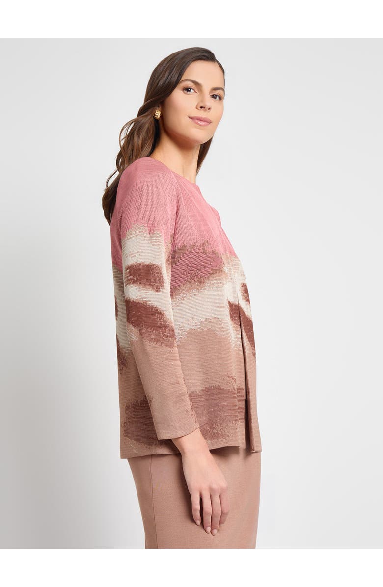 Misook Heritage Landscape Pattern Knit Jacket, Alternate, color, Honey Suckle/Biscotti