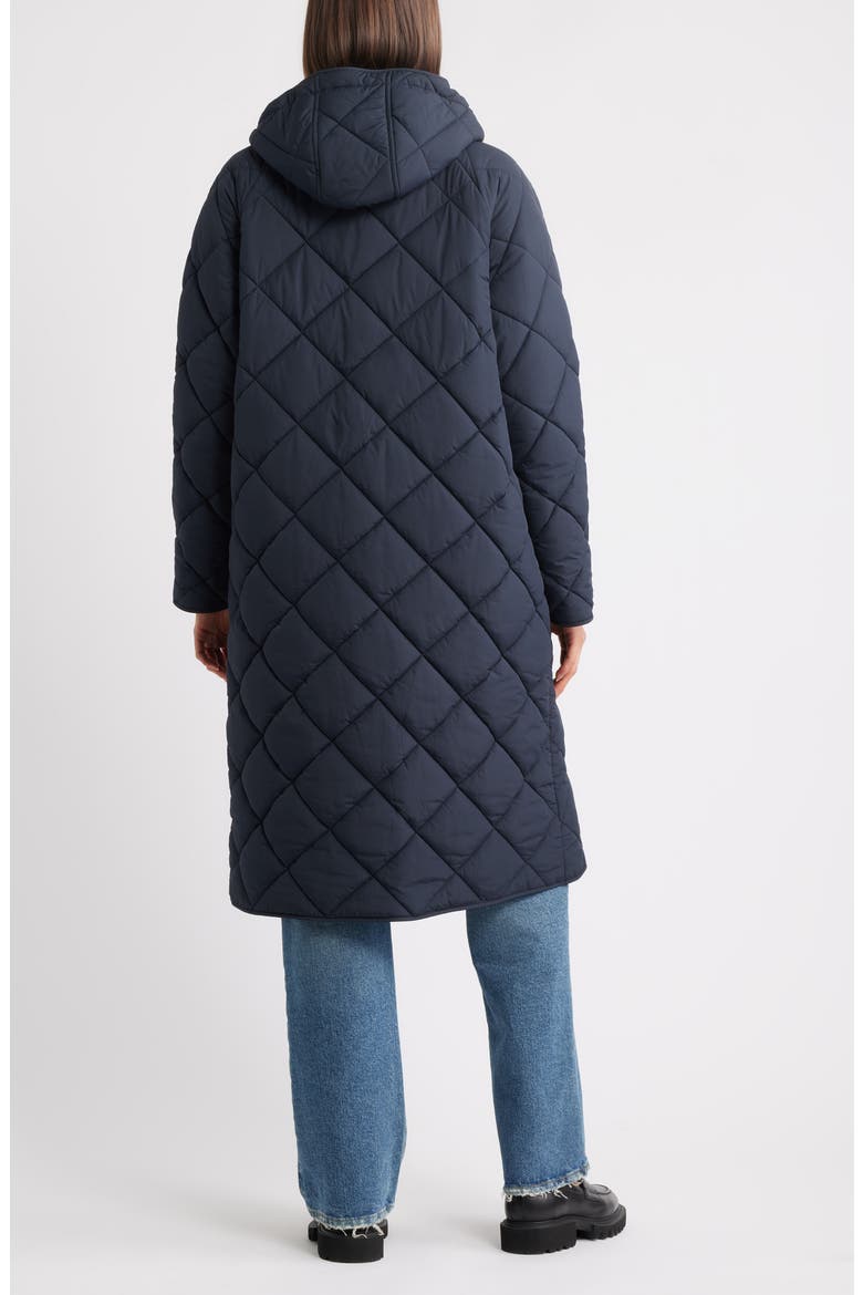 Hooded Quilted Longline Jacket, Alternate, color, NAVY