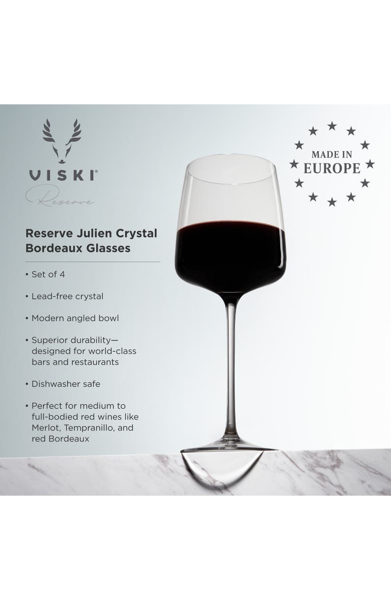 Viski Reserve Julien Crystal Bordeaux Glasses Set of 4, Alternate, color, Clear