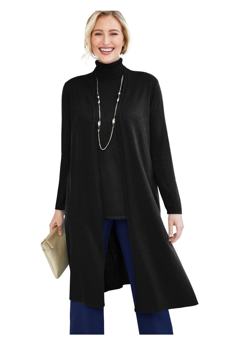 Jessica London Cotton Cashmere Duster Sweater, Main, color, Black