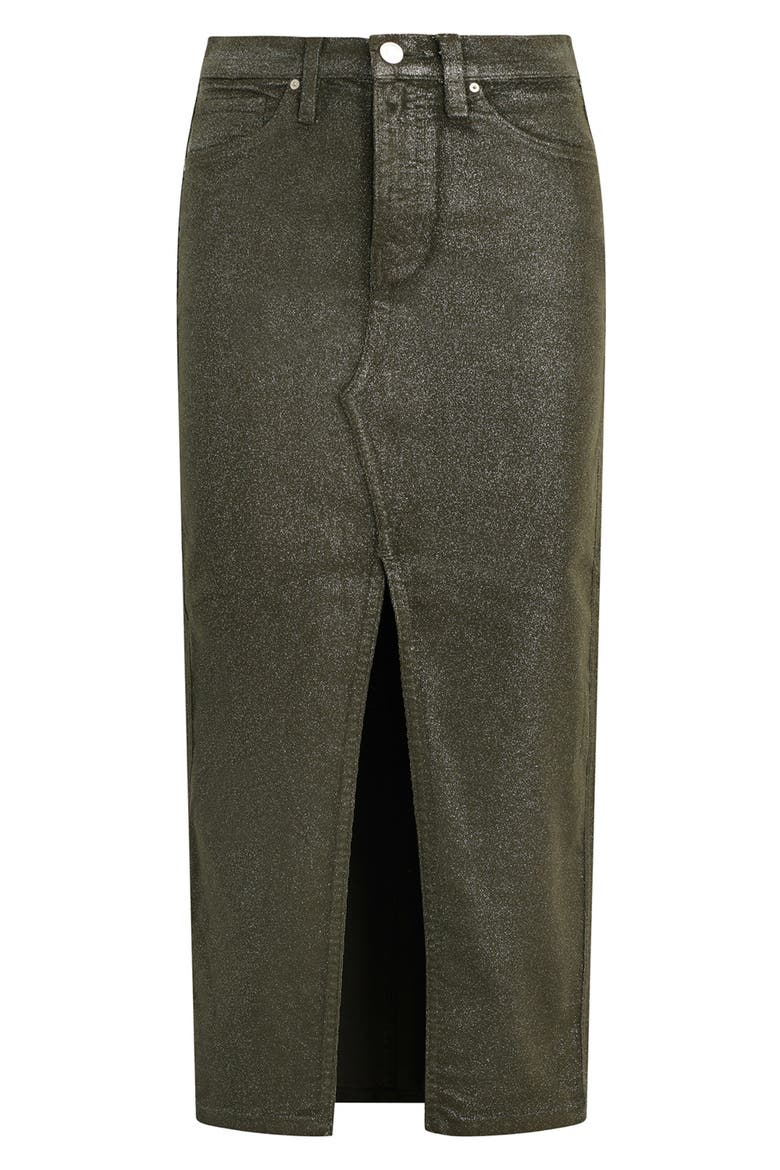 Reconstructed Stretch Cotton Denim Midi Skirt, Alternate, color, CYPRESS GLITTER
