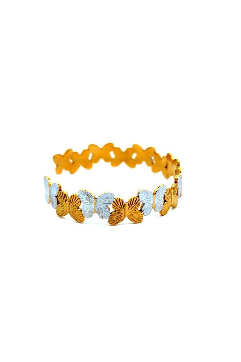 Two Tone Butterfly Cuff Bracelet, Alternate, color, Yellow