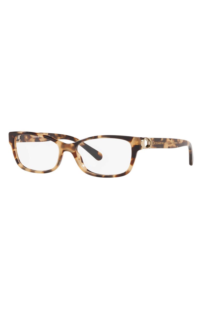 COACH 53mm Rectangular Optical Glasses, Alternate, color, Brown Tort