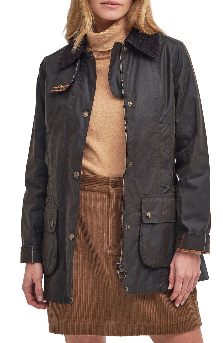Barbour Fiddich Waxed Cotton Coat, Main, color, 