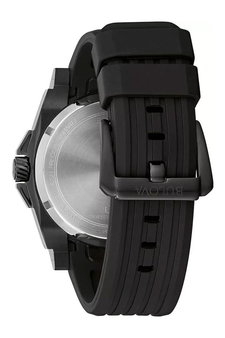 Precisionist 3-Hand Quartz Silicone Strap Watch, 48.3mm, Alternate, color, BLACK