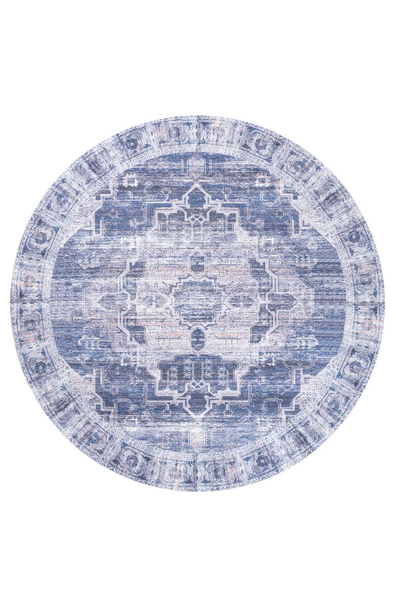 JONATHAN Y Alanya Ornate Medallion Machine-Washable Round Area Rug, Alternate, color, Navy/Cream