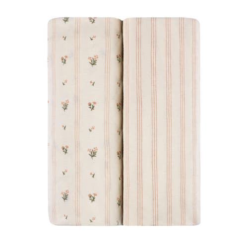 Crib Sheet Set Baby Fitted 2 Pack In Linear Floral