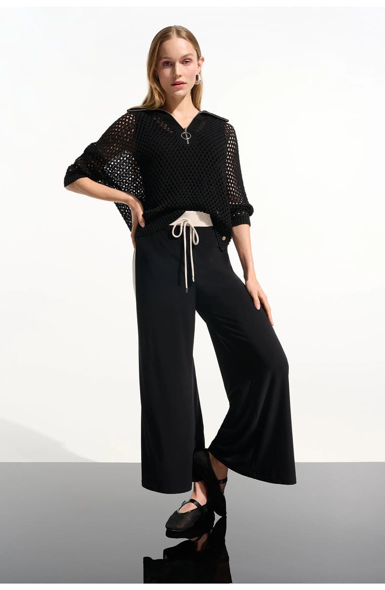 Joseph Ribkoff Vicscose Blend Boxy Sweater Knit With Zipped Neckline, Alternate, color, Black