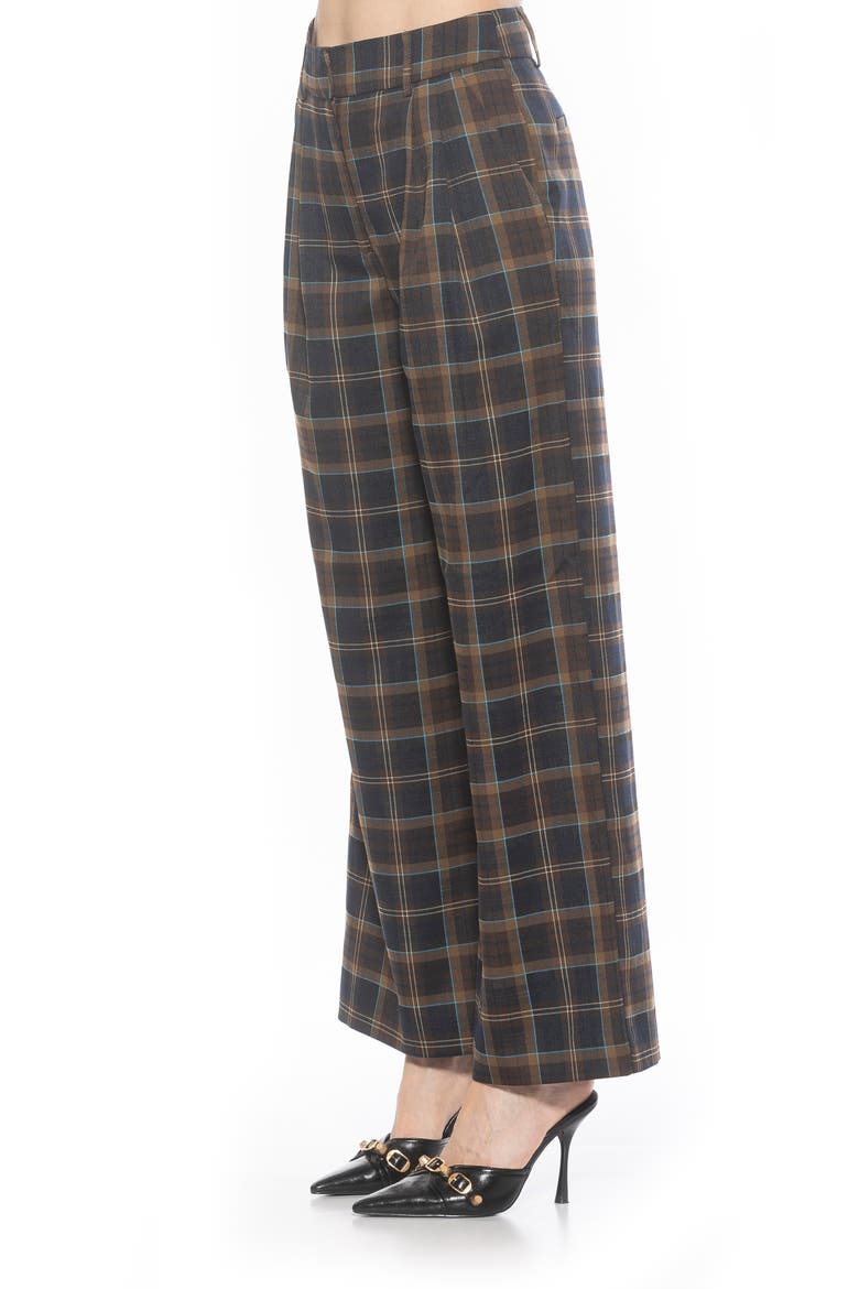 Plaid Wide Leg Pants, Alternate, color, BROWN PLAID