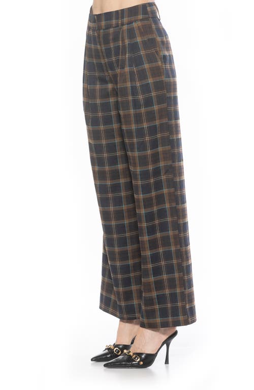 Alexia Admor Plaid Wide Leg Pants In Brown Plaid