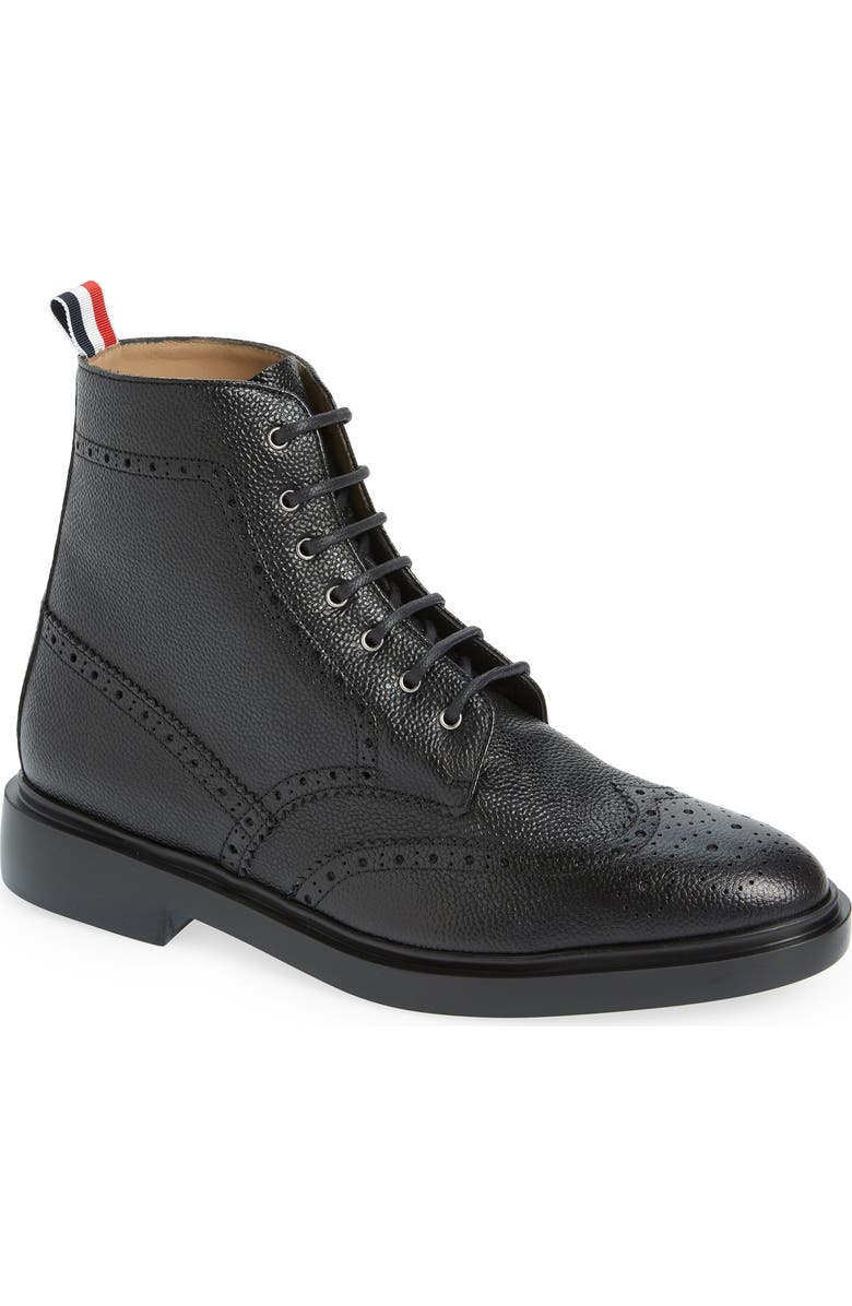 Thom Browne Classic Wingtip Lace-Up Boot, Main, color, Black