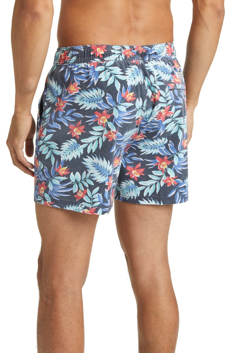 The Bungalow Water Repellent Swim Trunks, Alternate, color, MIDNIGHT PALMS