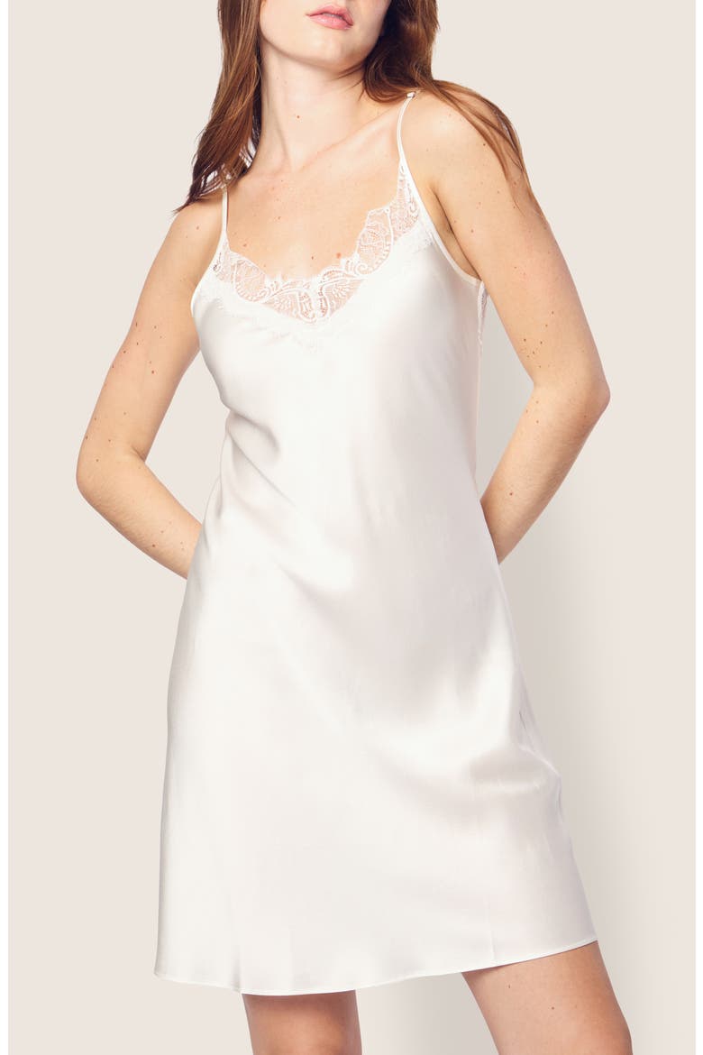 Silk Lace Slip Dress, Main, color, WHITE