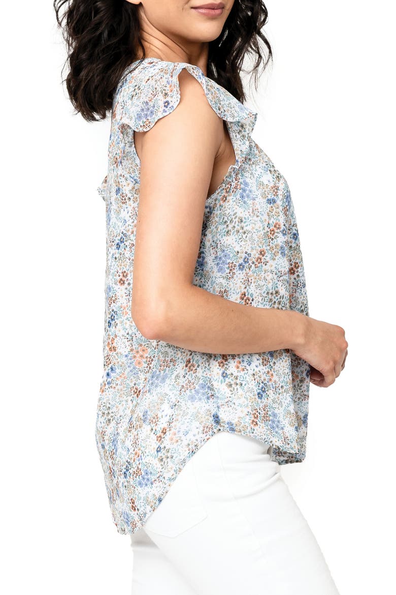 Floral Flutter Sleeve Top, Alternate, color, FIELD OF FLOWERS PRINT
