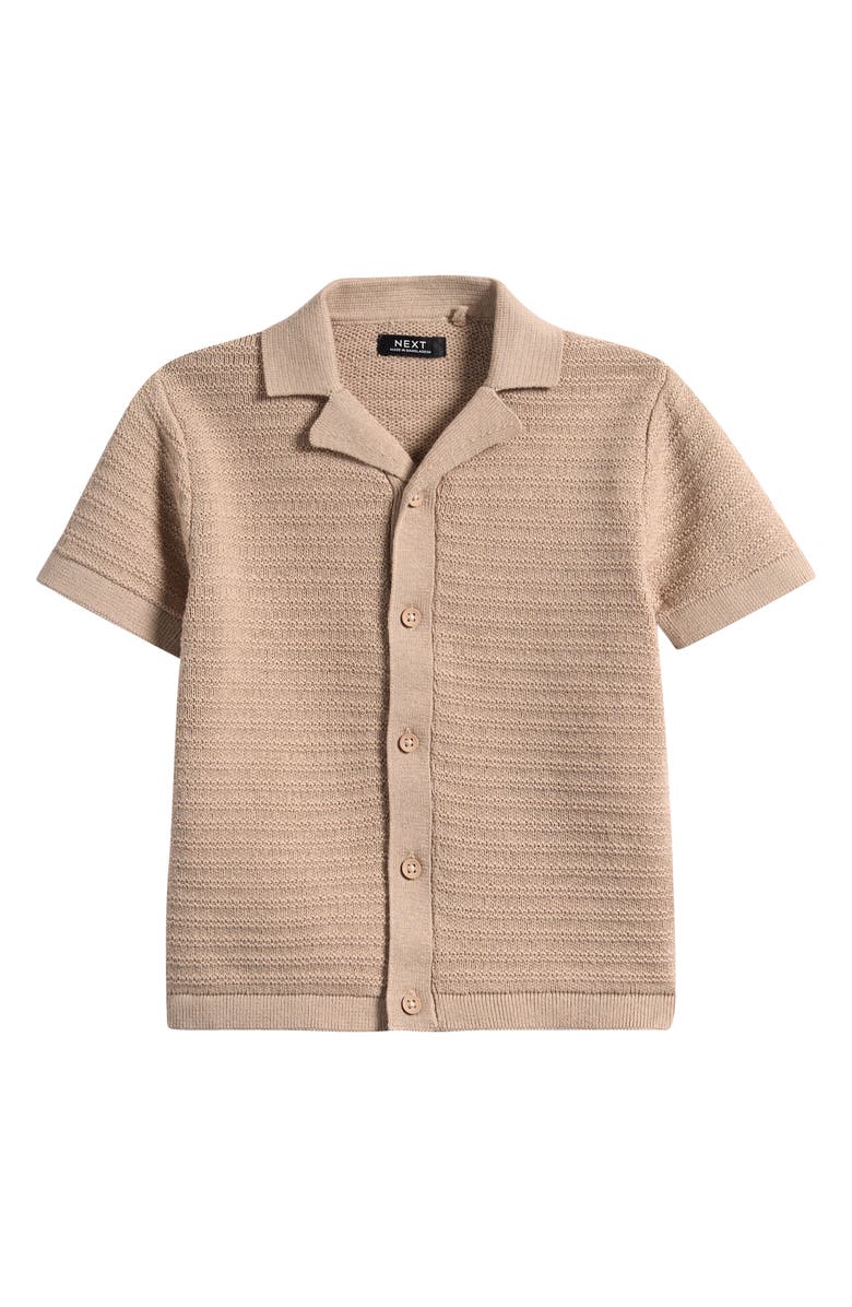 NEXT Kids' Cotton Blend Button-Up Shirt, Main, color, Neutral