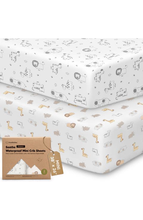 2-Pack Soothe [Protect+] Waterproof Mini Crib Sheets