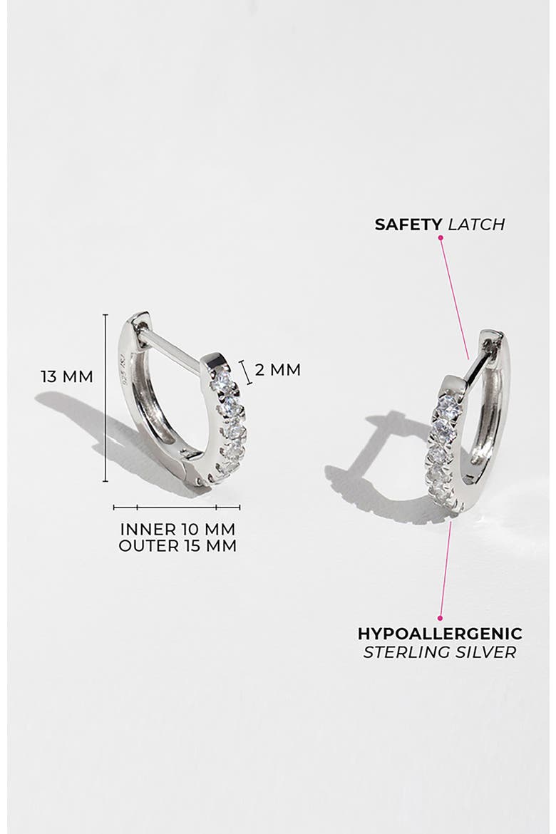 Small Multi Cubic Zirconia Huggie Earrings, Alternate, color, Silver