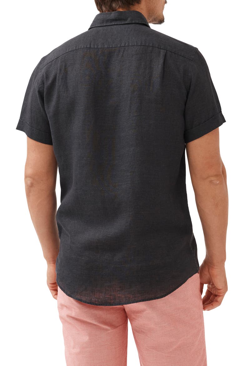 Palm Beach Sports Fit Short Sleeve Linen Button-Up Shirt, Alternate, color, BLACK PEARL
